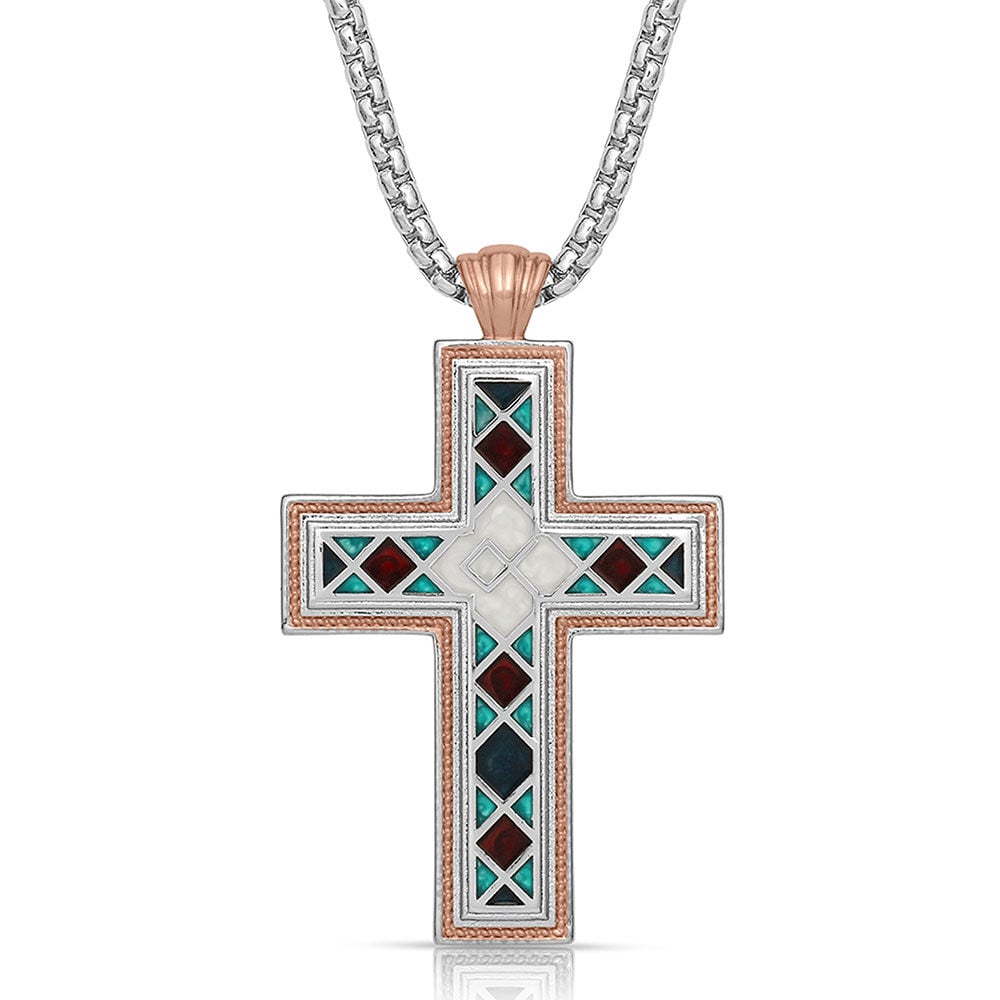 image of American Legends Mosaic Cross Necklace