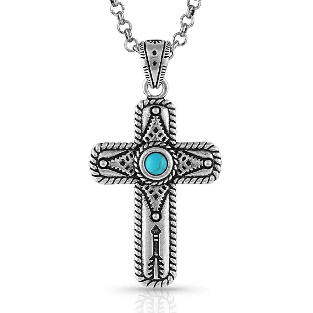 image of Faith on Point Turquoise Cross Necklace