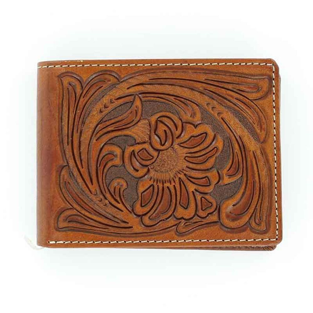 image of Tooled Leather Embossed Bi-Fold Wallet