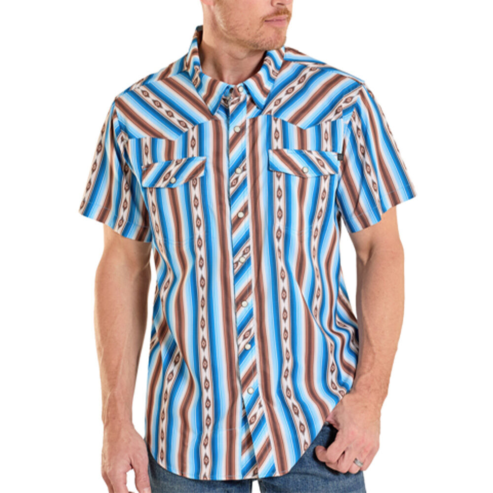 image of Men's Tek Serape Aztec Stripe Print Snap Shirt