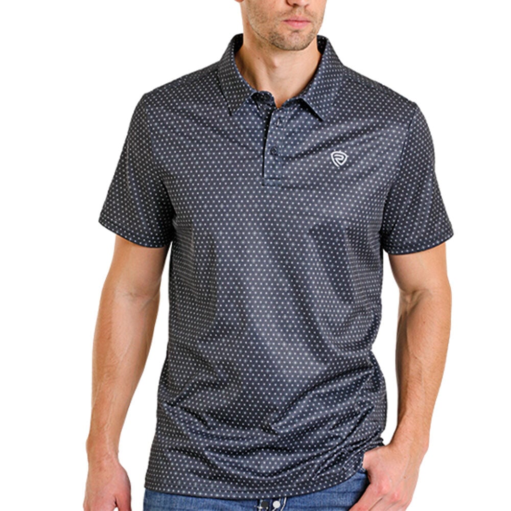 image of Men's Nay Geo Print Short Sleeve Polo Shirt