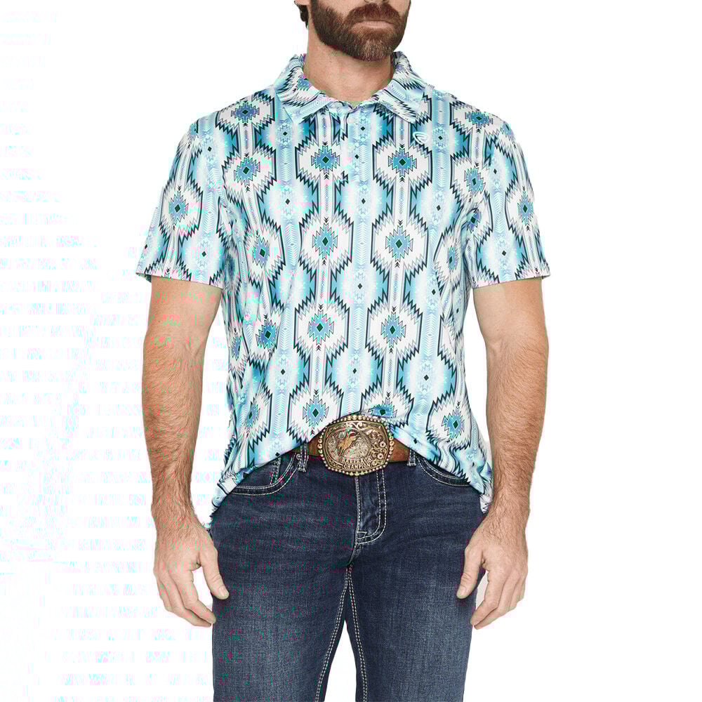 image of Men's Dale Brisby Southwest Print Short Sleeve Polo Shirt