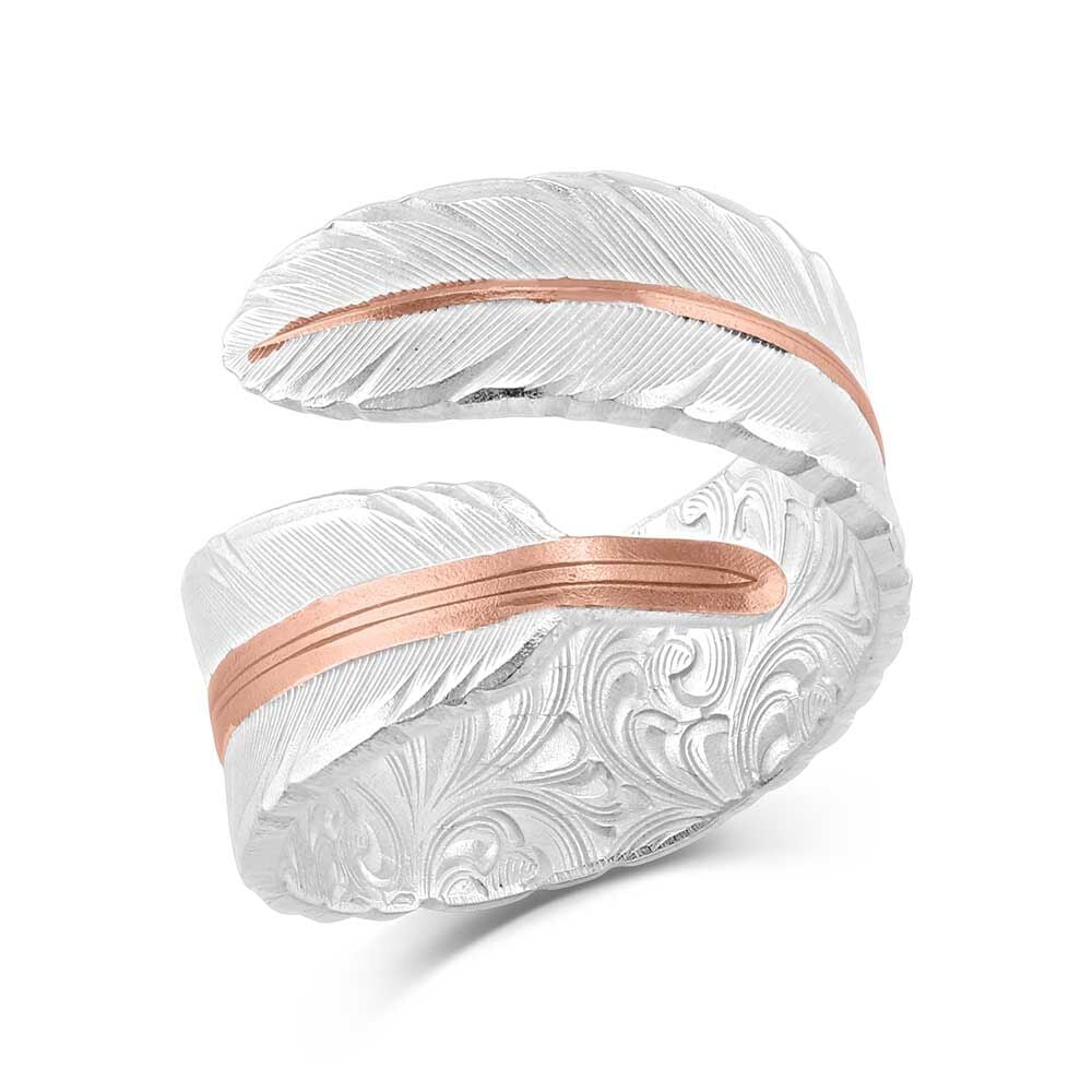 image of Rose Gold Filament Feather Ring