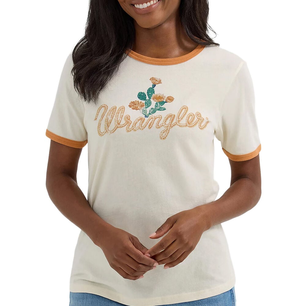 image of Women's Graphic Ringer Tee- Antique White