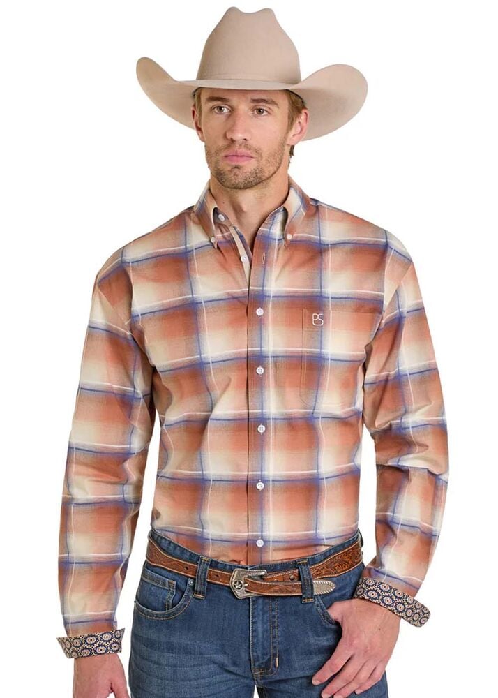 image of Men's Button Down Long Sleeve Shirt, Brown