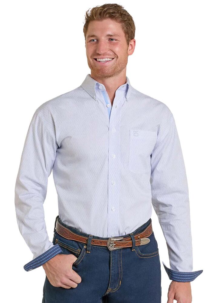 image of Men's Button Down Long Sleeve Shirt, White