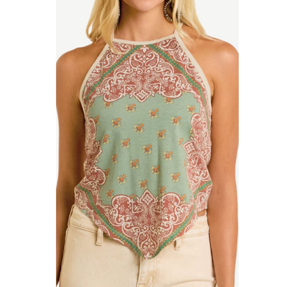 image of Women's Scarf Tank Top- Aqua