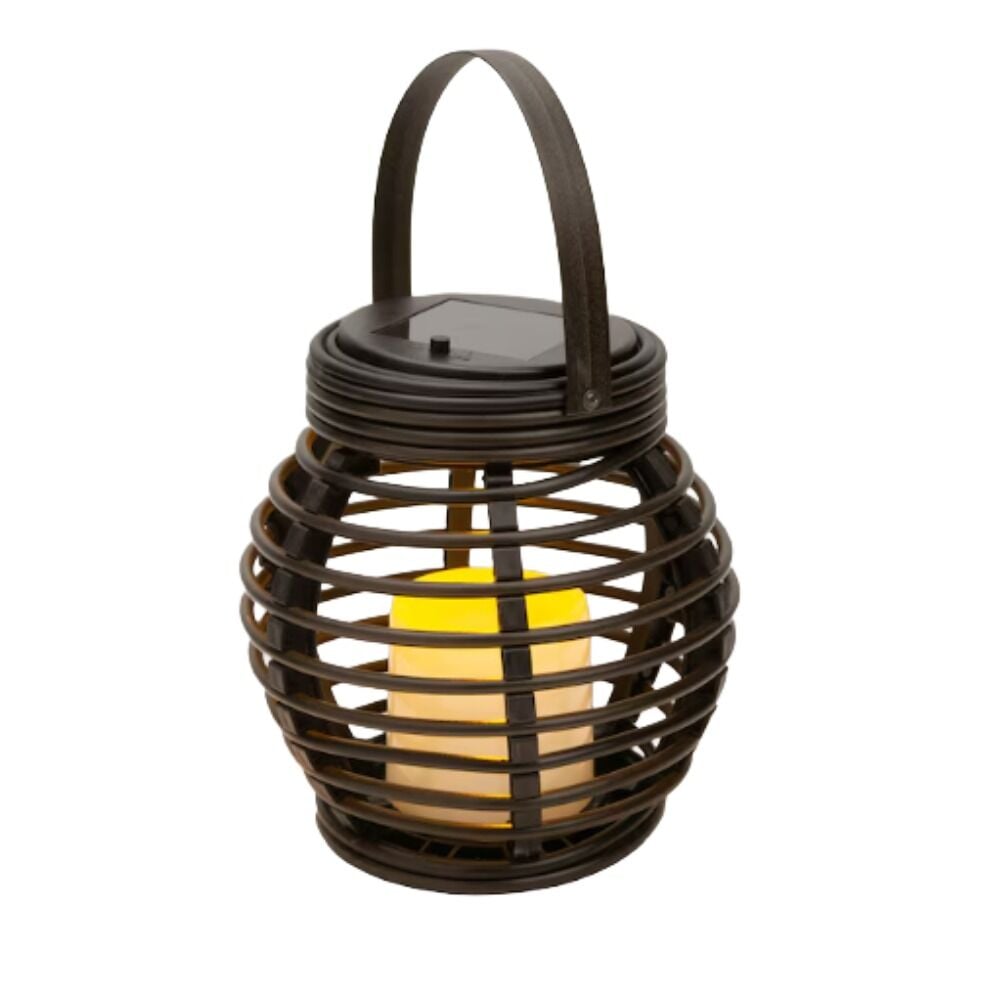 image of Solar LED Candle Lantern, Brown