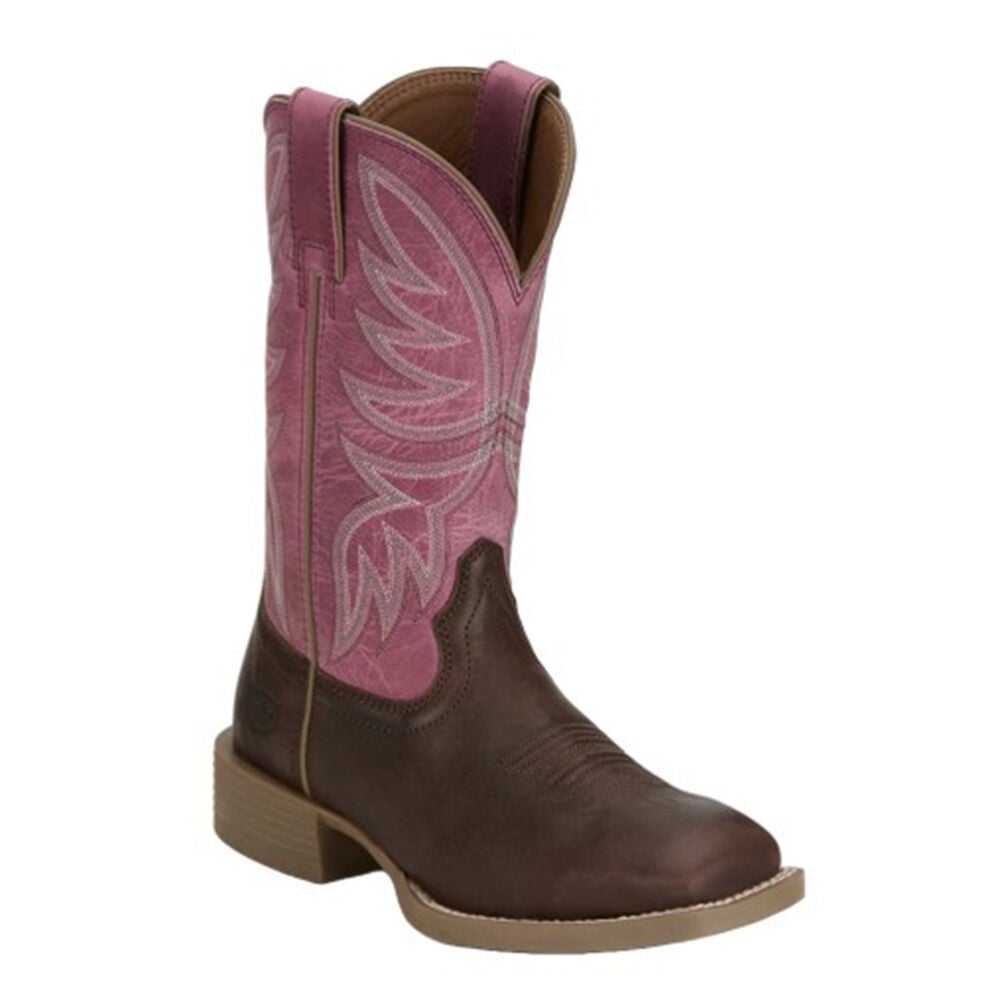 image of Women's 11 in Demeter Wide Square Toe Stampede Boots-Brown/Pink