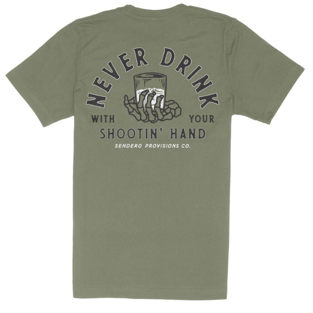 image of Sendero Provisions Co. Men's T-Shirt- Shootin' Hand, Sage