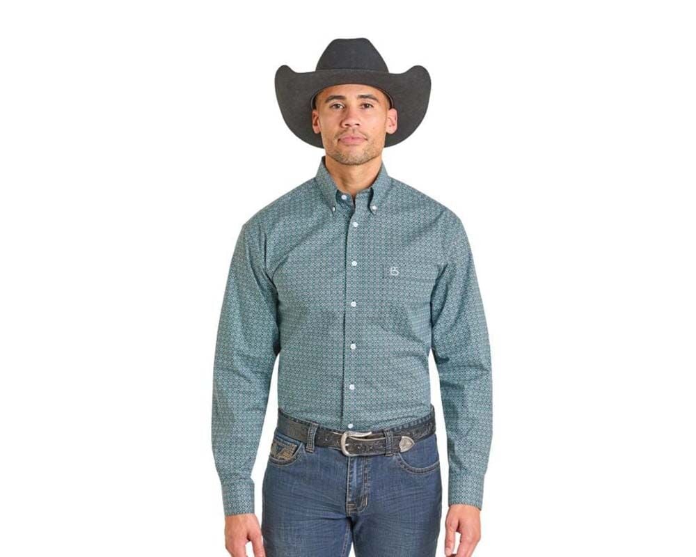 image of Men's Button Down Long Sleeve Shirt, Turquoise