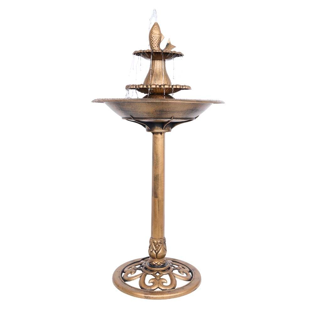 image of Tiered Birdbath Fountain, Gold