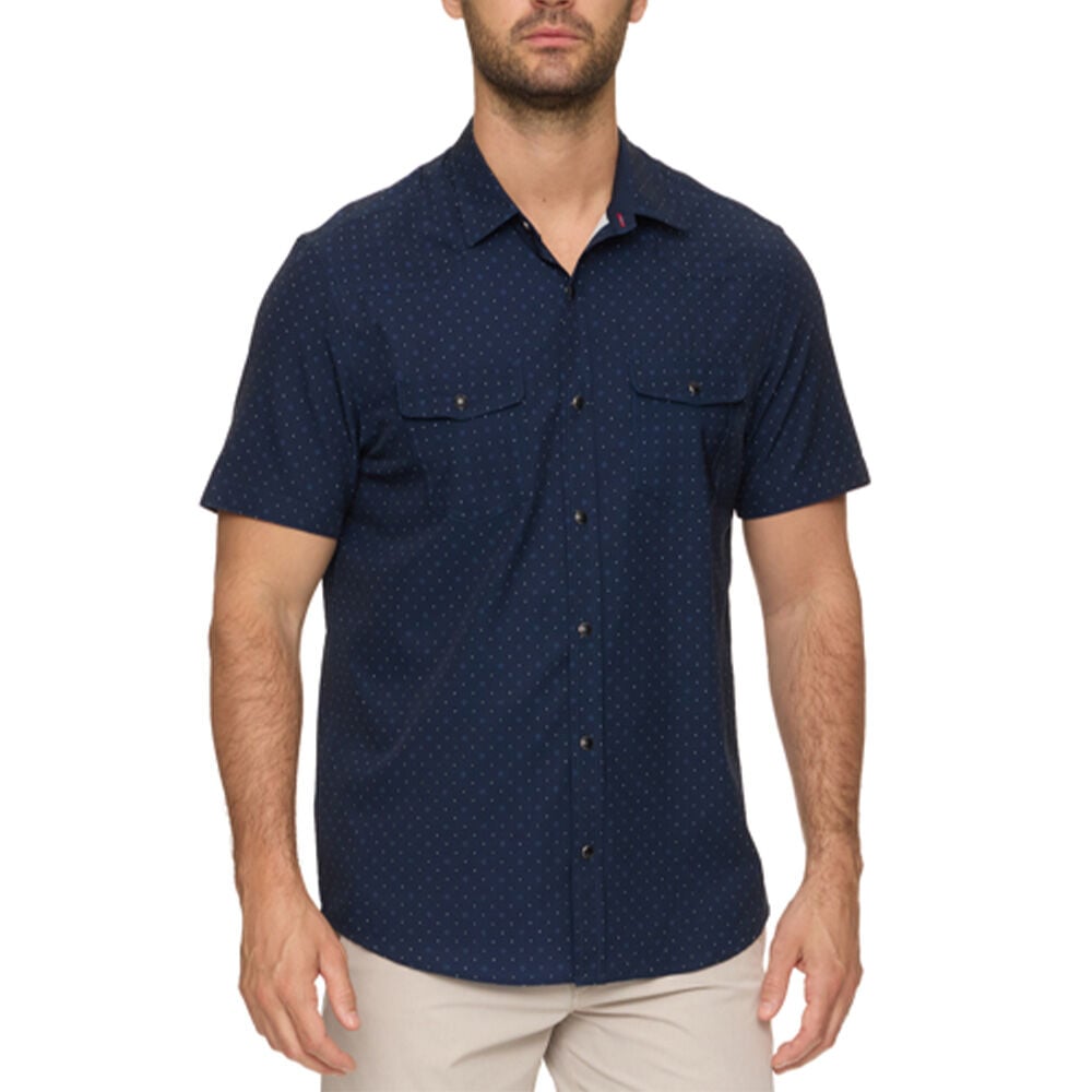 image of Men's Drew Geo Print Performance Short Sleeve Polo