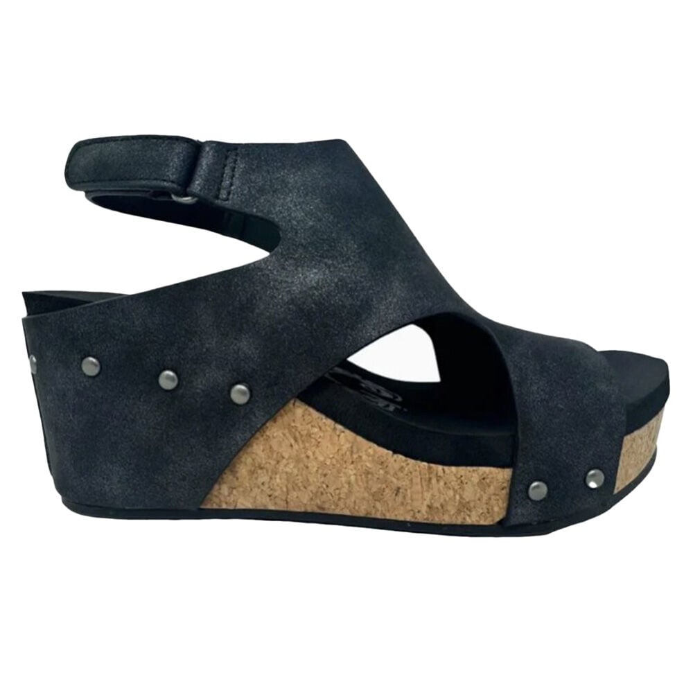 image of Women's Wally Open Toe Wedge Sandal- Black