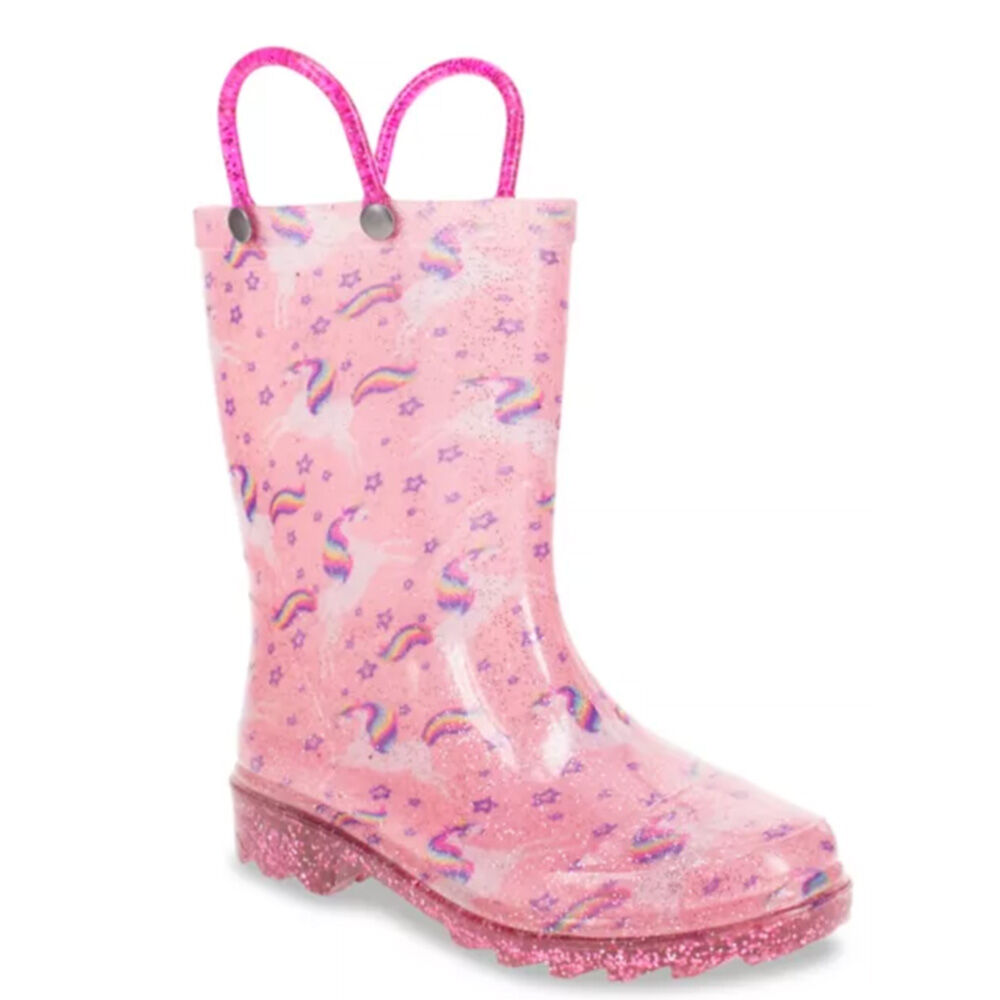 image of Girl's Sparkle Unicorn Lighted Rain Boot