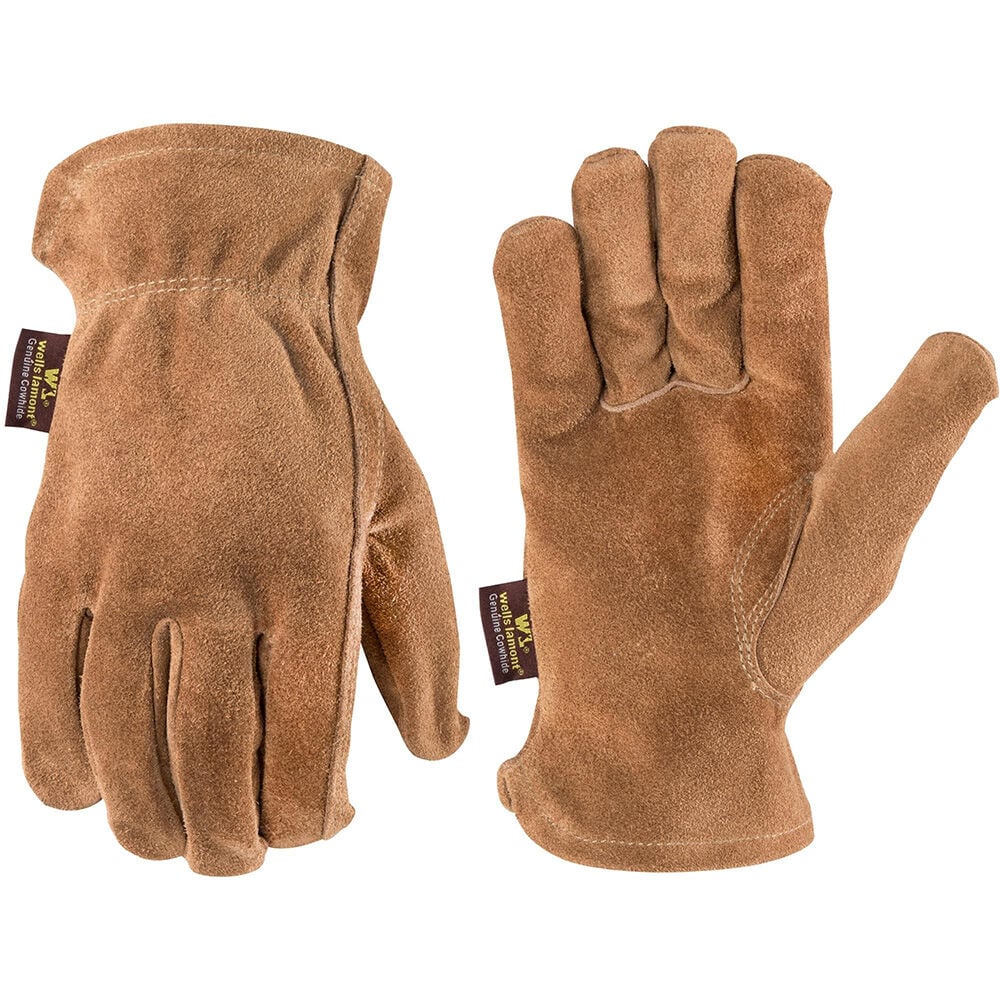image of Men's Split Cowhide Leather Shirred Wrist Gloves
