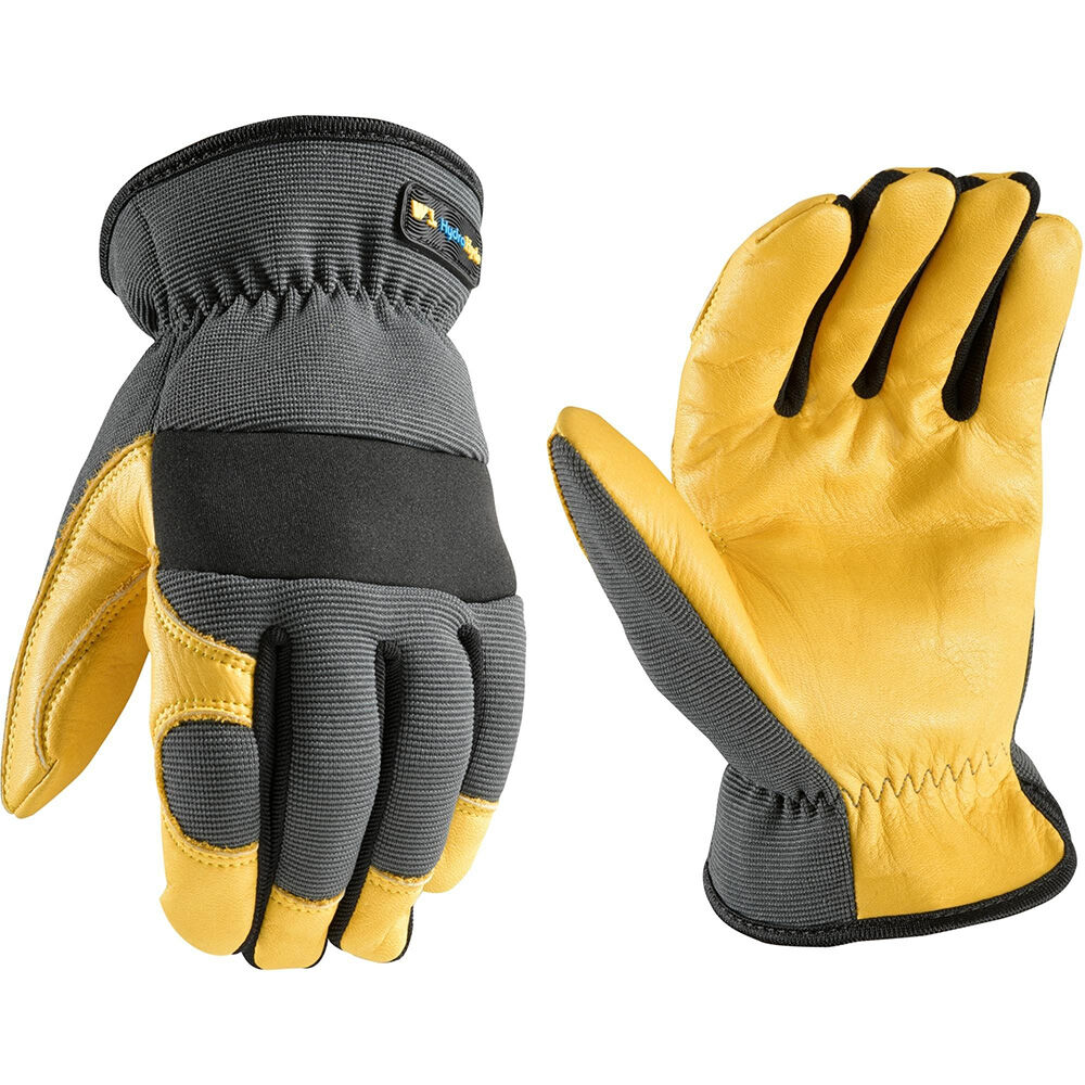 image of Men's HydraHyde Leather Hybrid Adjustable Wrist Gloves, Gray