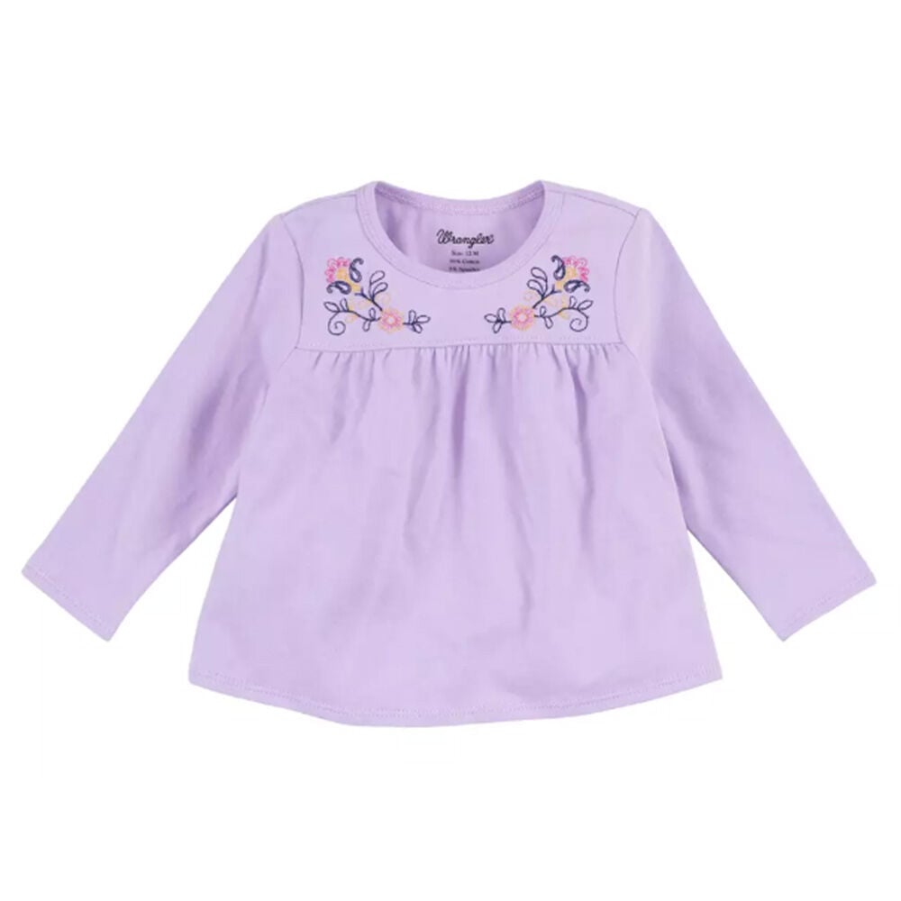 image of Infant/Toddler Girl's Floral Embroidery Long Sleeve Top