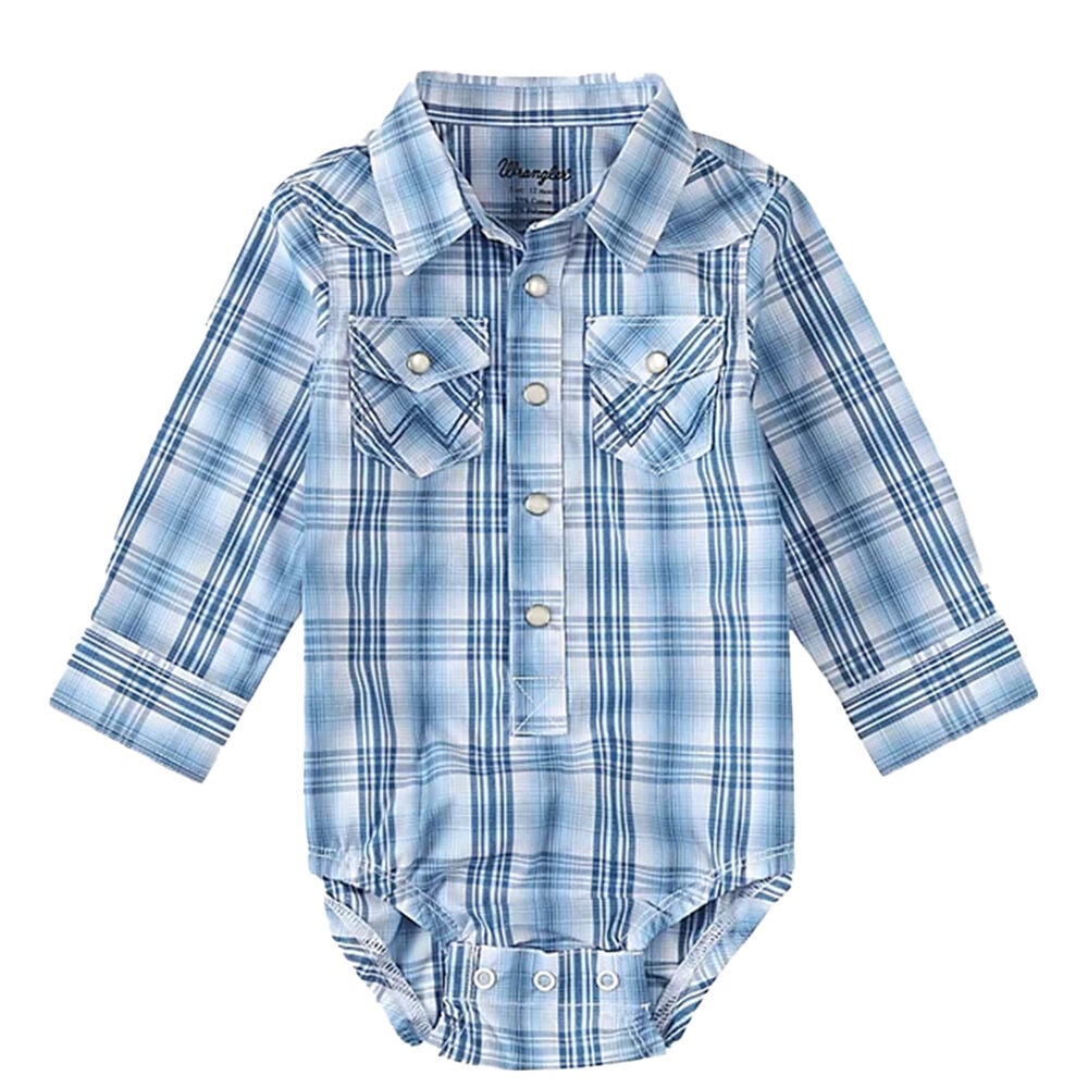 image of Infant Boy's Plaid Long Sleeve Onesie