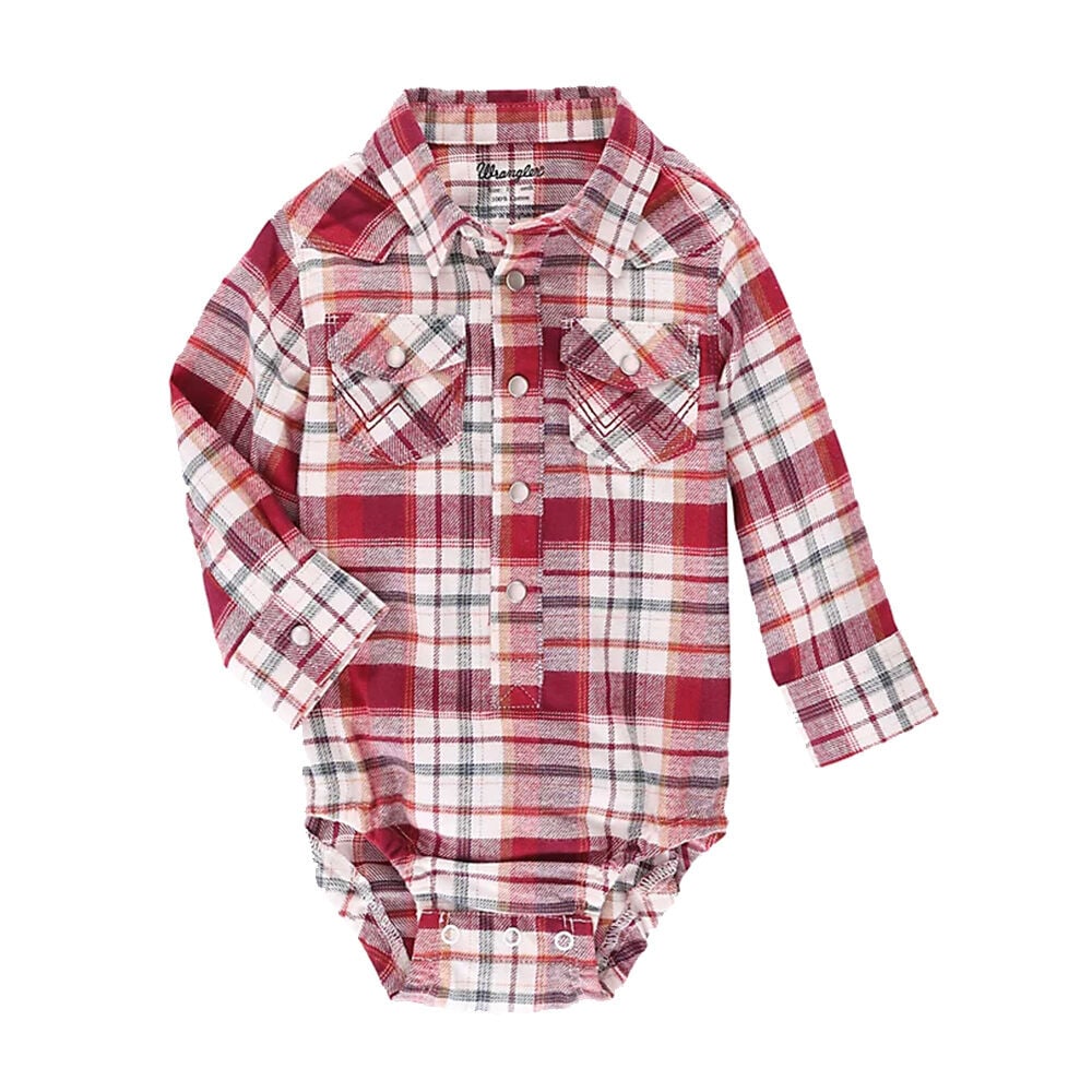 image of Infant Boy's Plaid Long Sleeve Onesie