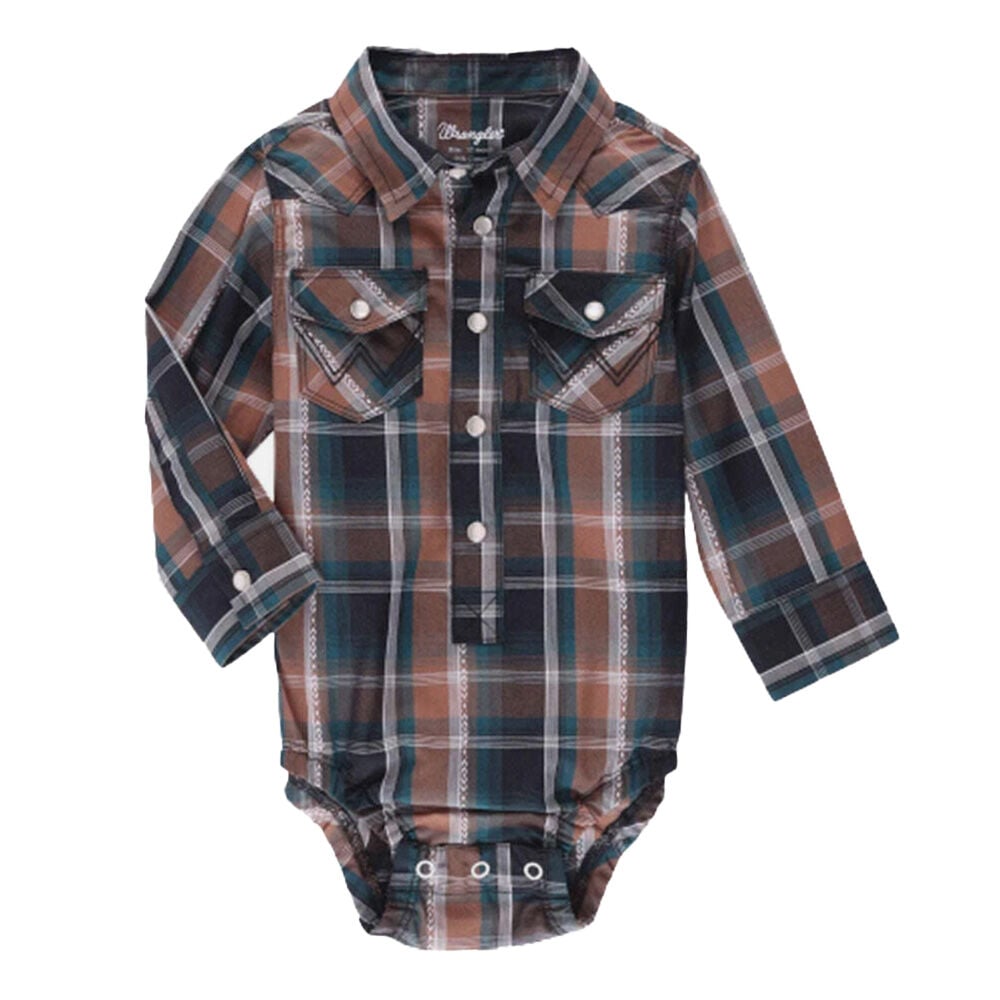 image of Infant Boy's Plaid Long Sleeve Onesie