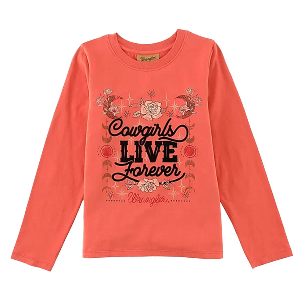 image of Girl’s Long Sleeve Cowgirls Forever Graphic Tee