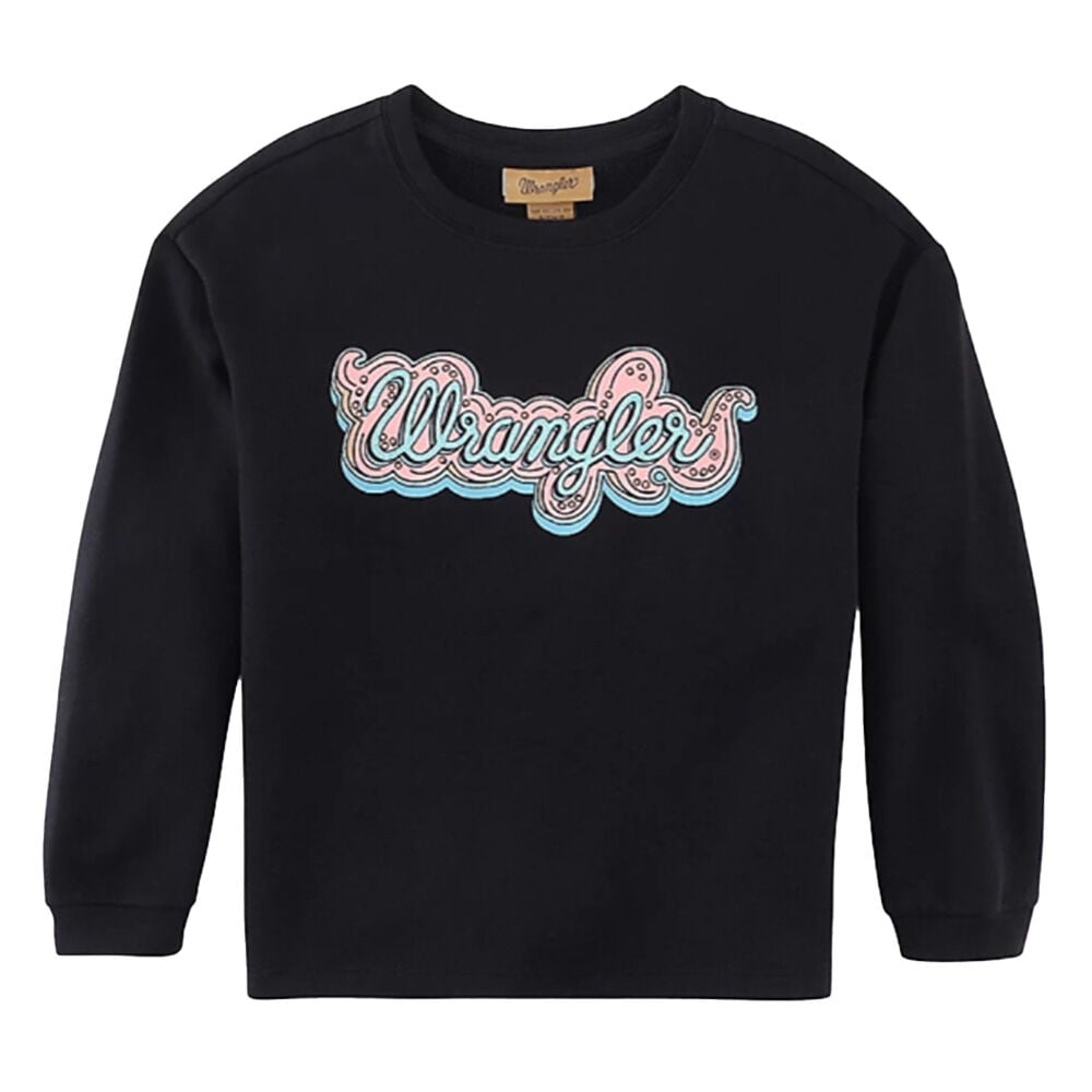 image of Girl's Script Logo Long Sleeve Sweatshirt