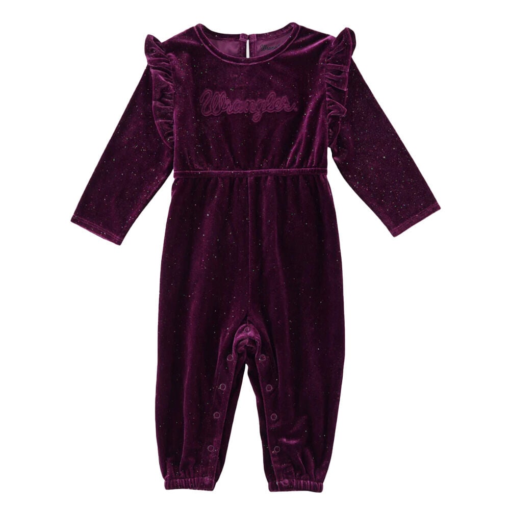 image of Infant Girl's Velvet Script Logo Long Sleeve Bodysuit