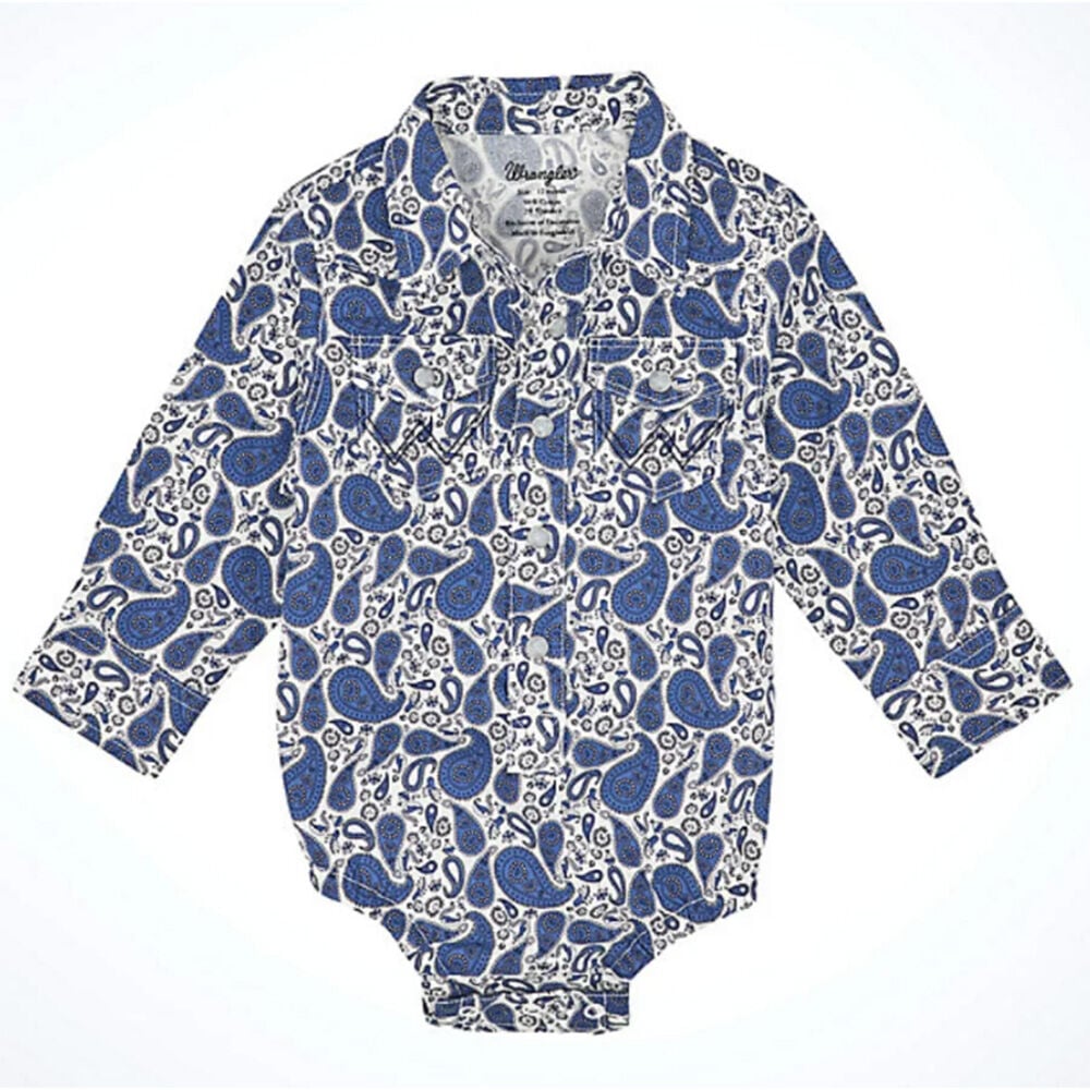 image of Infant Boy's Paisley Long Sleeve Onesie