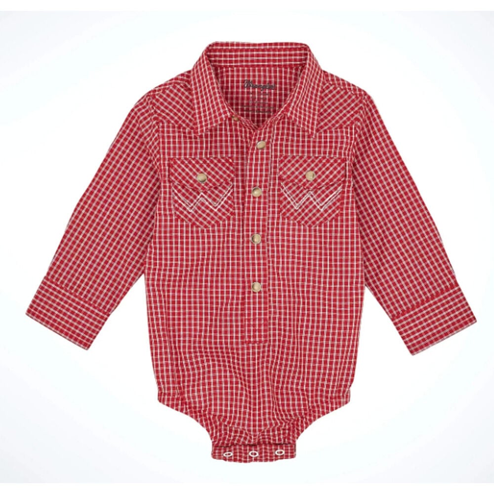 image of Infant Boy's Plaid Western Long Sleeve Onesie