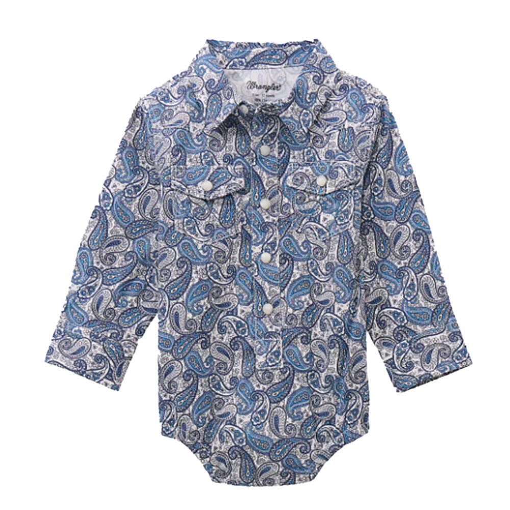 image of Infant Boy's Western Paisley Long Sleeve Onesie